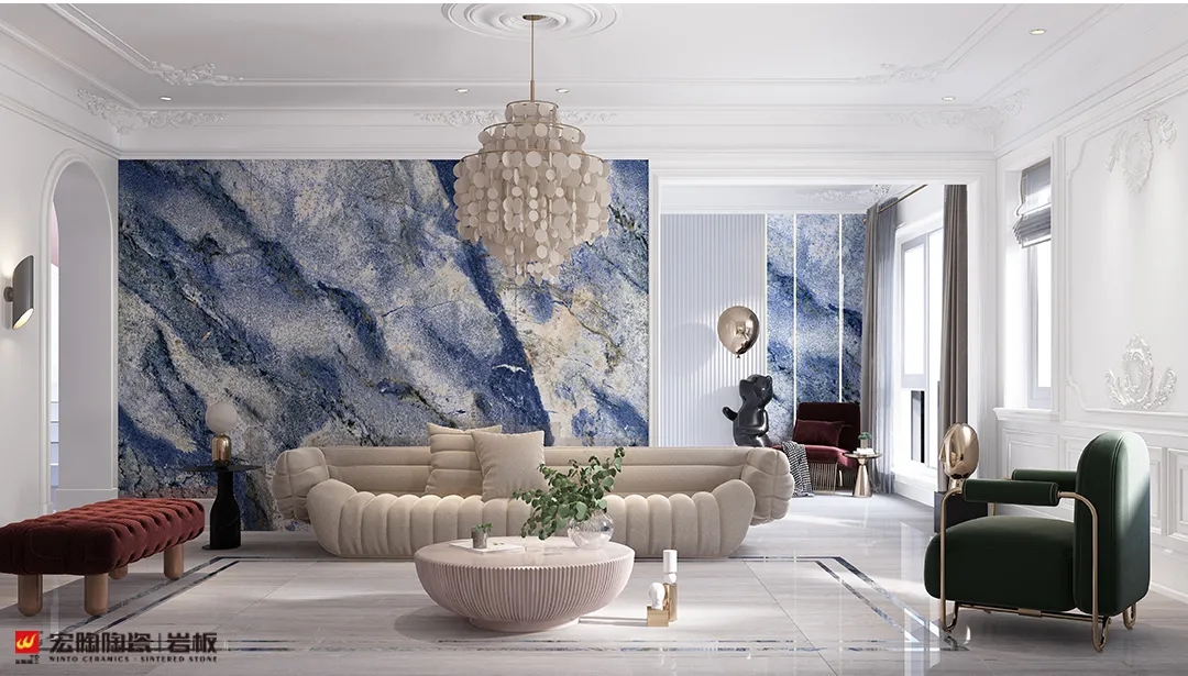  尊龙凯时官网版登录岩板客厅装修效果图
