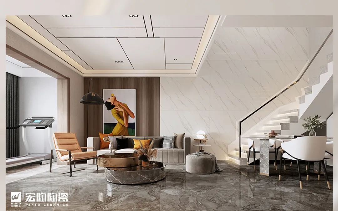 尊龙凯时官网版登录海棠白瓷砖地砖客厅装修效果图