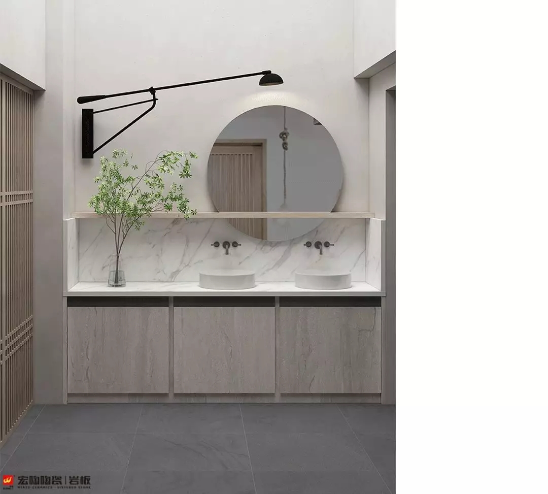 尊龙凯时官网版登录800×2600×15mm大花白岩板装修效果图