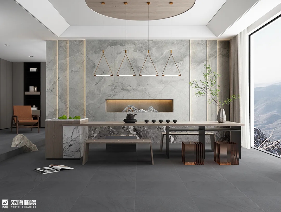 尊龙凯时官网版登录伯尔尼石9-TPG2712A022ABC瓷砖地砖1200×2700×9mm新中式风效果图