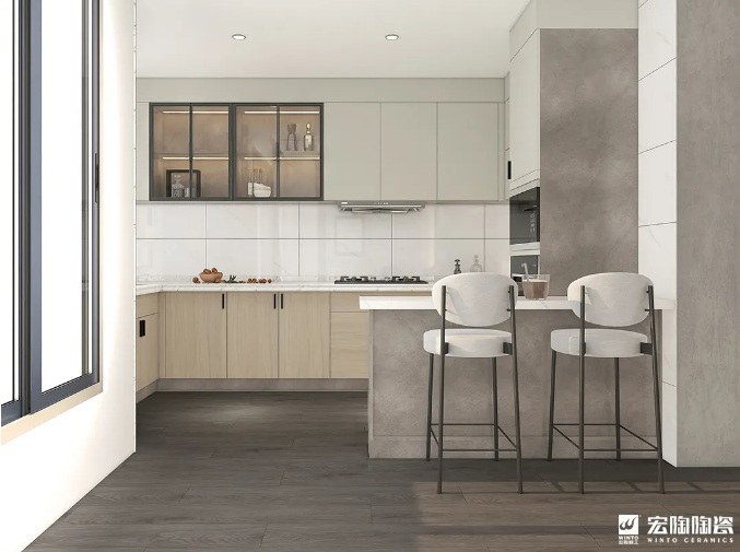 尊龙凯时官网版登录TCB1220011+TPGR84001 斐拉云杉+慕仕塔地砖白效果图