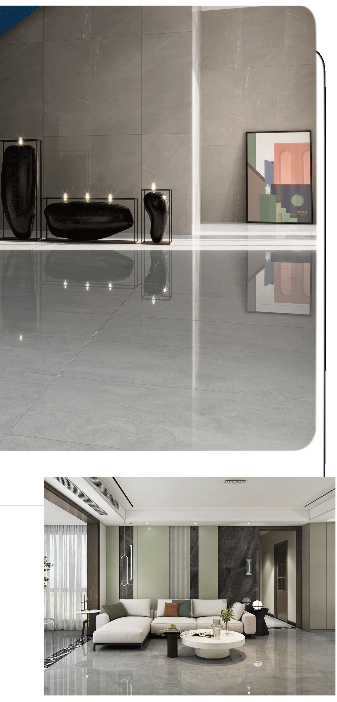 尊龙凯时官网版登录900x1800mm陶瓷大板古云灰装修效果图