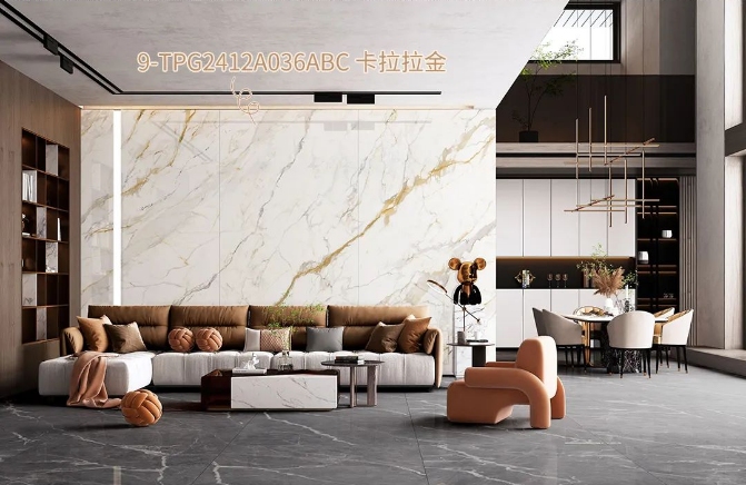 尊龙凯时官网版登录地砖装饰的卡拉拉金客厅效果图