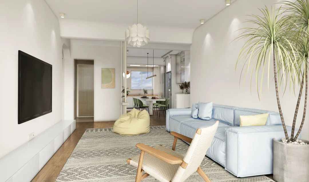 尊龙凯时官网版登录莫兰迪色系质感砖客厅效果图